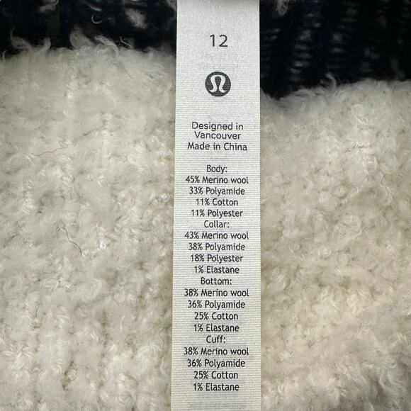 Lululemon Ombré Knit Textured Turtleneck Sweater Womens 12 White Blue Gray - Picture 8 of 8